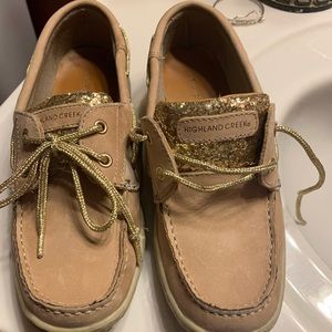 Highland Creek Gold Glitter Boat Shoes
